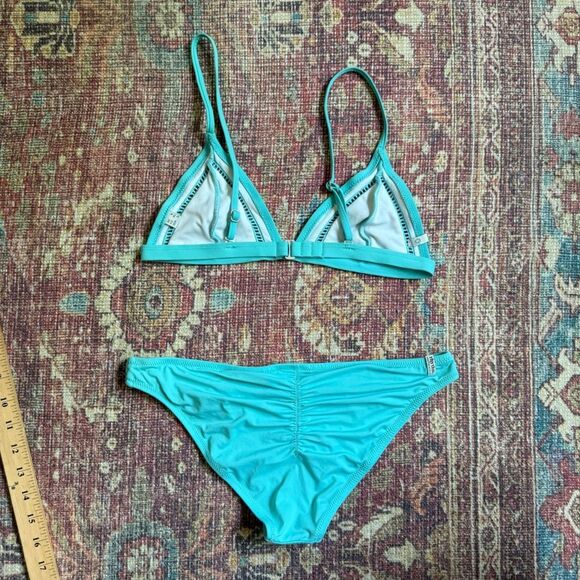 Women’s Small Rhythm Made for Adventure Teal Blue Triangle Bikini Set - Picture 7 of 8